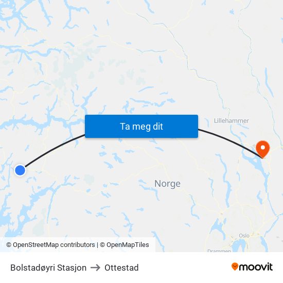 Bolstadøyri Stasjon to Ottestad map