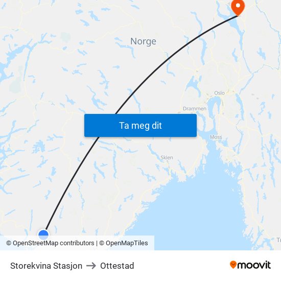 Storekvina Stasjon to Ottestad map