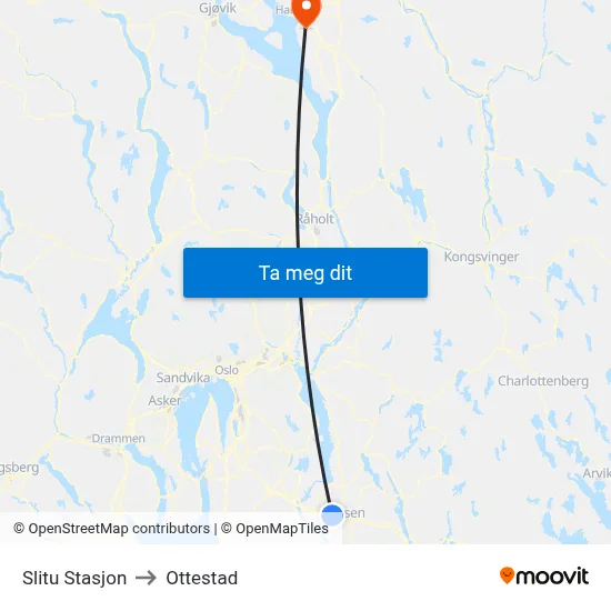 Slitu Stasjon to Ottestad map