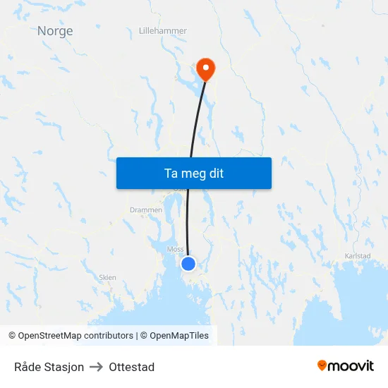 Råde Stasjon to Ottestad map