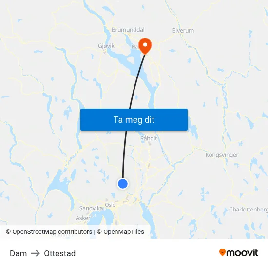 Dam to Ottestad map