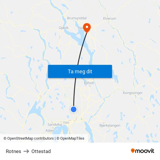 Rotnes to Ottestad map