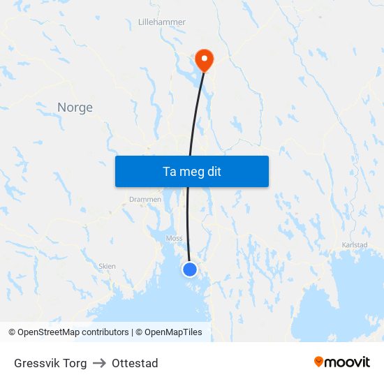 Gressvik Torg to Ottestad map