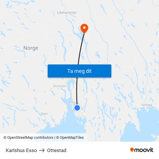 Karlshus Esso to Ottestad map