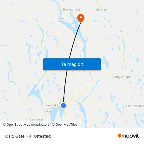 Oslo Gate to Ottestad map
