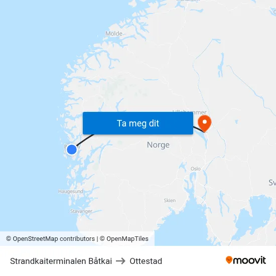 Strandkaiterminalen Båtkai to Ottestad map
