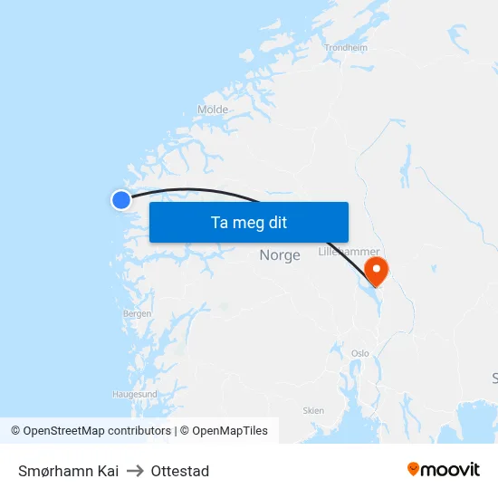 Smørhamn Kai to Ottestad map