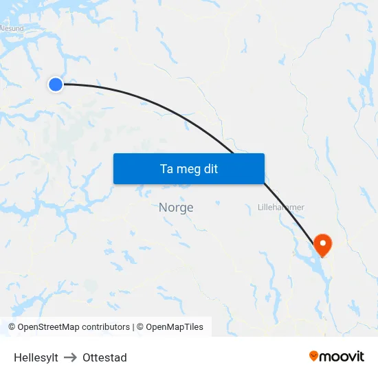 Hellesylt to Ottestad map