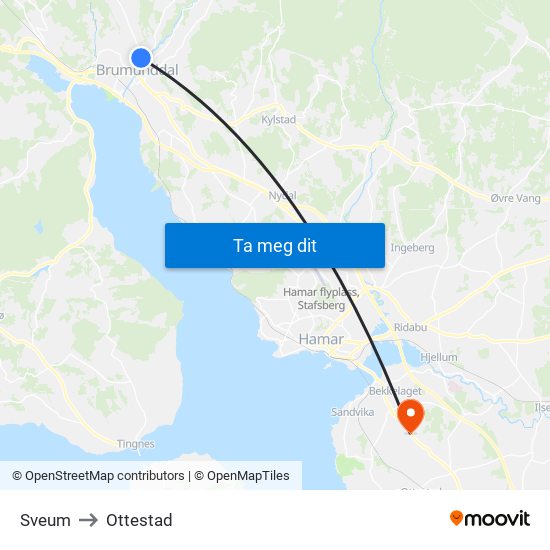 Sveum to Ottestad map