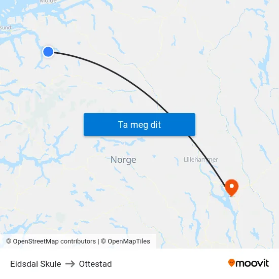Eidsdal Skule to Ottestad map