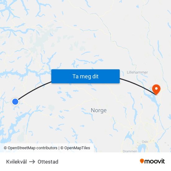Kvilekvål to Ottestad map