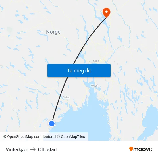 Vinterkjær to Ottestad map