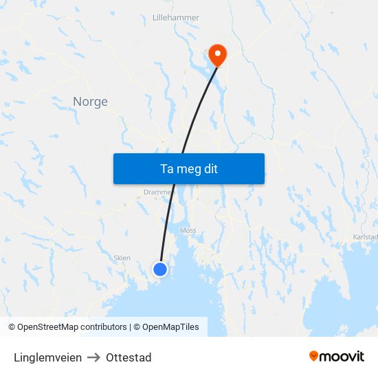 Linglemveien to Ottestad map