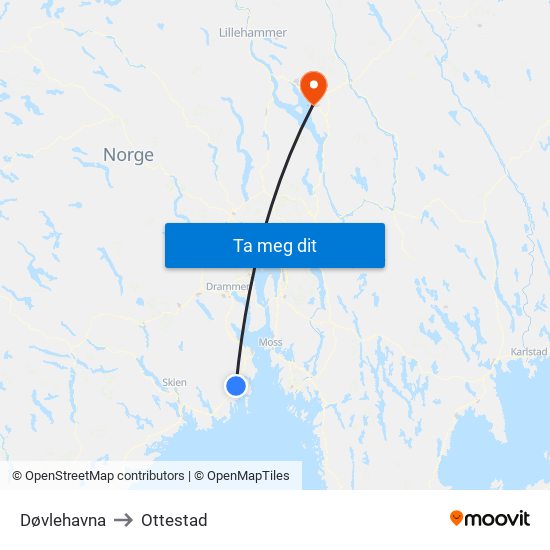 Døvlehavna to Ottestad map