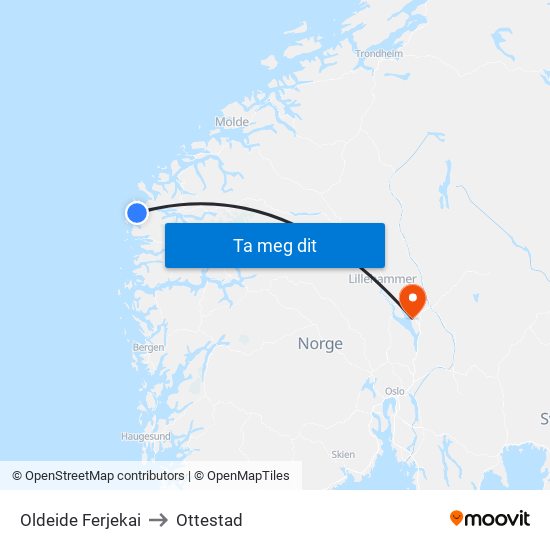 Oldeide Ferjekai to Ottestad map