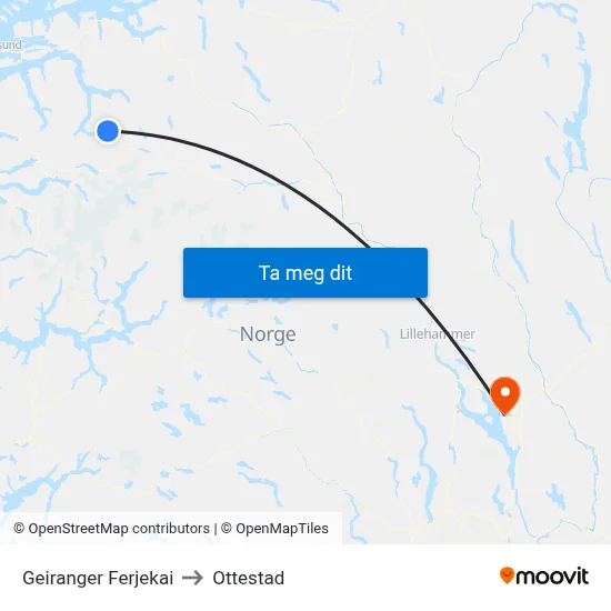 Geiranger Ferjekai to Ottestad map