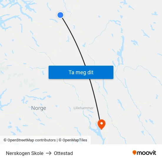 Nerskogen Skole to Ottestad map