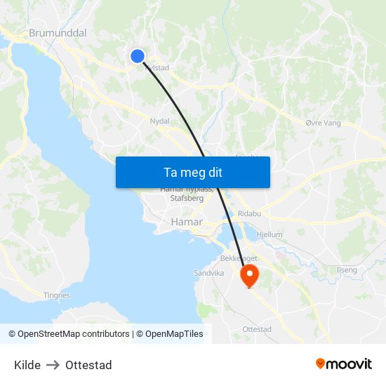Kilde to Ottestad map