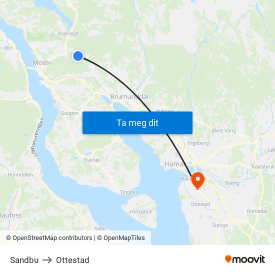 Sandbu to Ottestad map