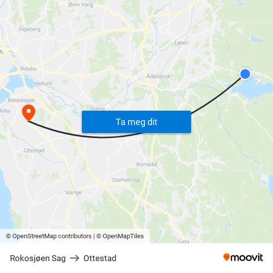 Rokosjøen Sag to Ottestad map