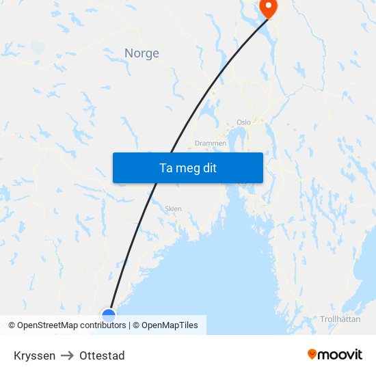 Kryssen to Ottestad map