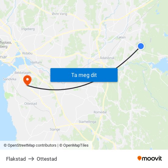 Flakstad to Ottestad map