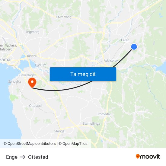 Enge to Ottestad map