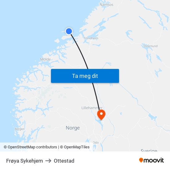 Frøya Sykehjem to Ottestad map