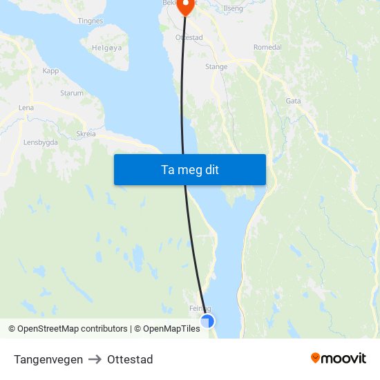 Tangenvegen to Ottestad map