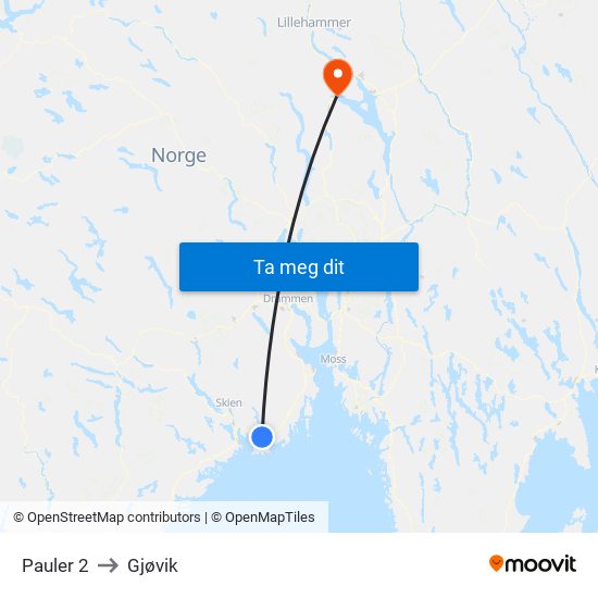 Pauler 2 to Gjøvik map