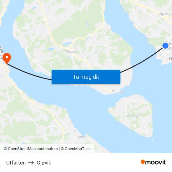 Utfarten to Gjøvik map