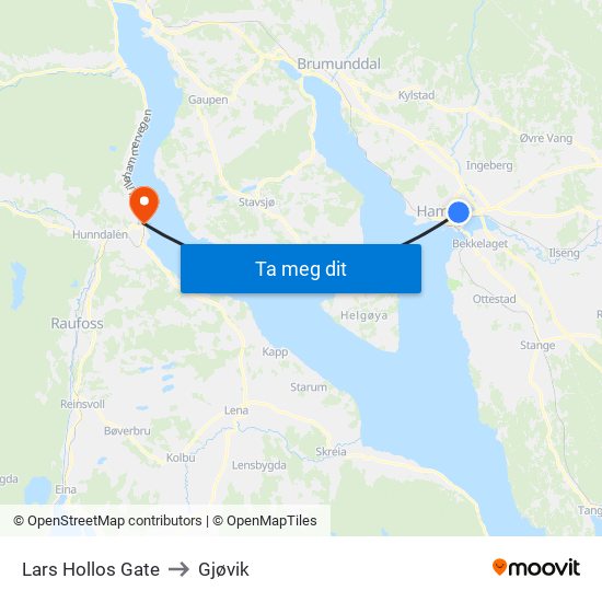 Lars Hollos Gate to Gjøvik map
