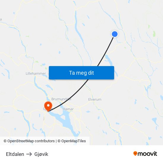 Eltdalen to Gjøvik map