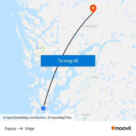 Føyno to Vinje map