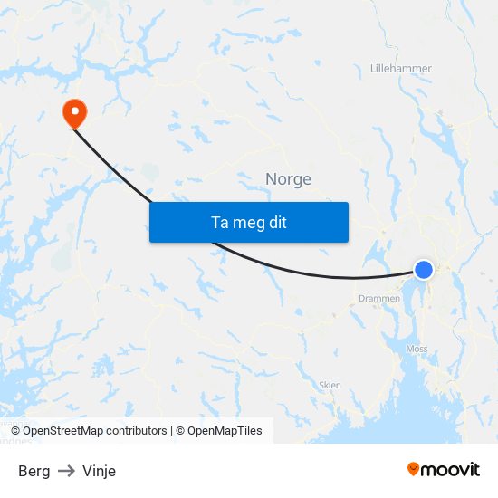 Berg to Vinje map