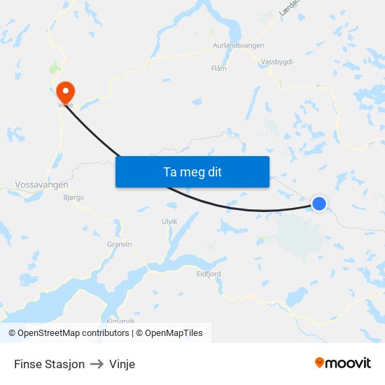 Finse Stasjon to Vinje map