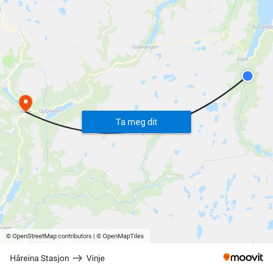 Håreina Stasjon to Vinje map