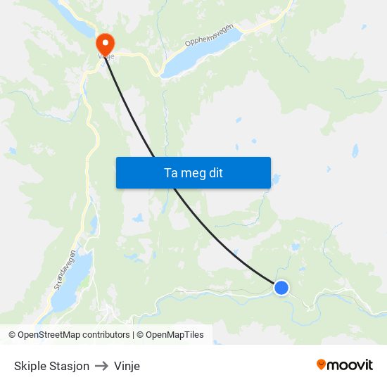 Skiple Stasjon to Vinje map