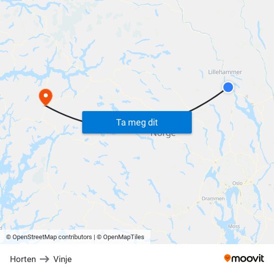 Horten to Vinje map