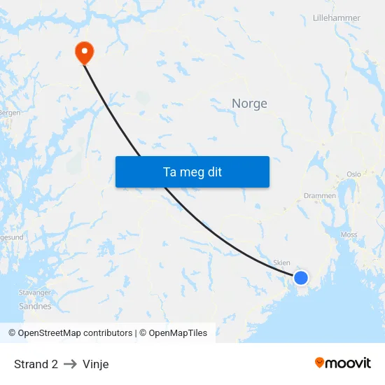 Strand 2 to Vinje map
