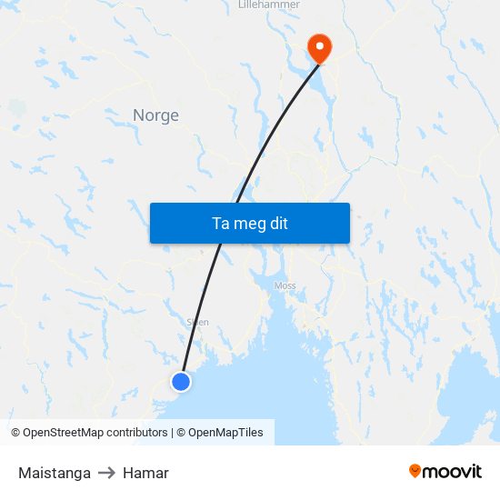 Maistanga to Hamar map