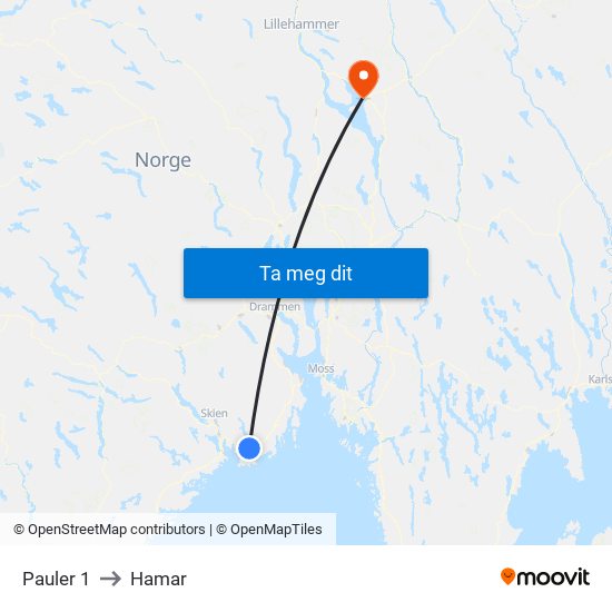 Pauler 1 to Hamar map