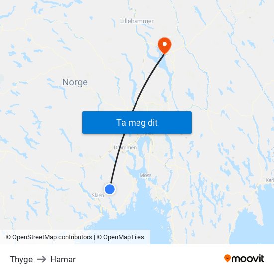 Thyge to Hamar map