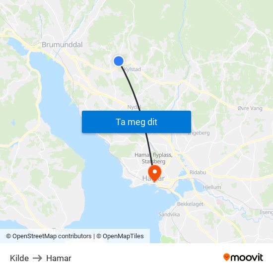 Kilde to Hamar map