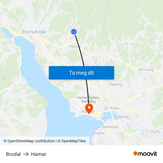 Brodal to Hamar map