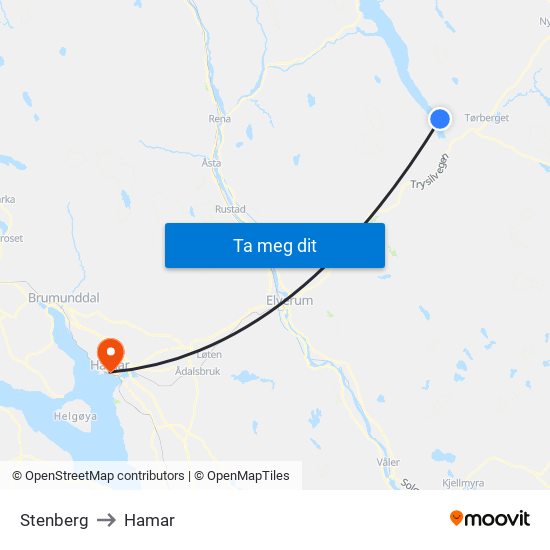 Stenberg to Hamar map