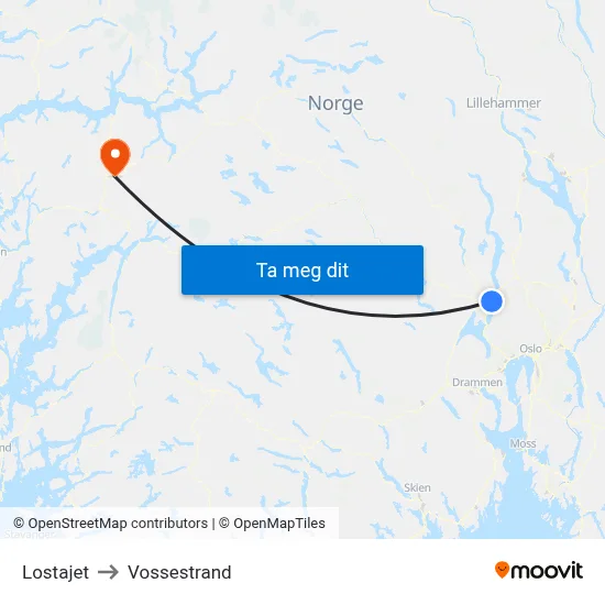 Lostajet to Vossestrand map