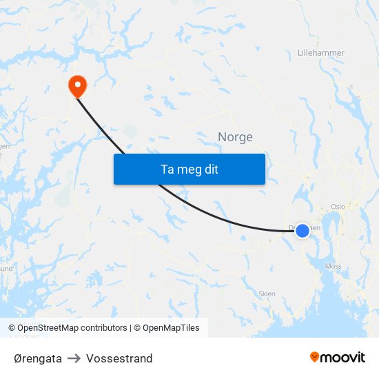 Ørengata to Vossestrand map