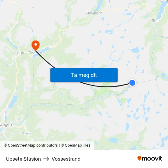Upsete Stasjon to Vossestrand map