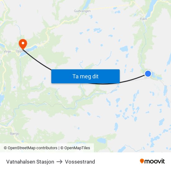 Vatnahalsen Stasjon to Vossestrand map
